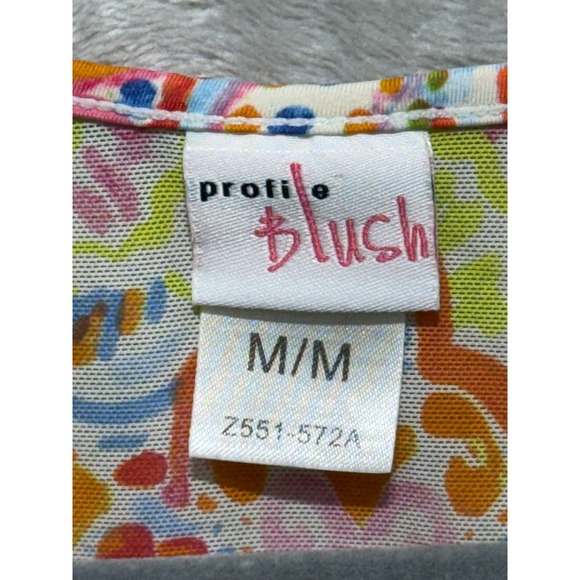 Profile Blush Cover Up M/M Multi Color Paisley V Neck Swim Beach Resort - Picture 3 of 6